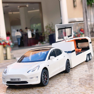 超大号特斯拉model3合金车模仿真网红露营房车汽车模型男孩玩具车