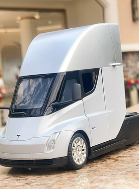 新款特斯拉semi卡车头合金玩具车男孩仿真汽车模型拖头运输车摆件