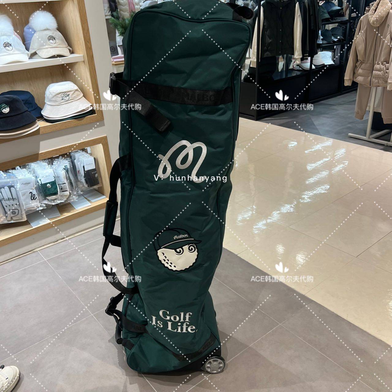 Malbon男女同款高尔夫航空包球包套24冬百搭休闲时尚运动便捷轱辘