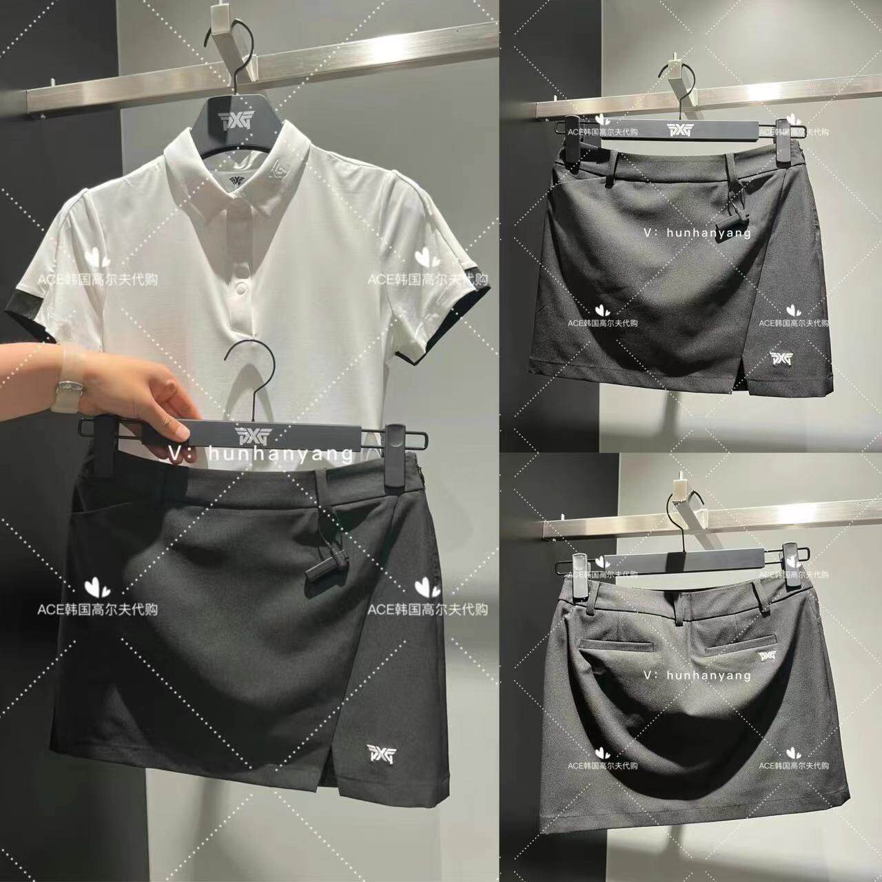 PXG女士高尔夫服装22夏季折扣百搭休闲运动纯色透气短裙