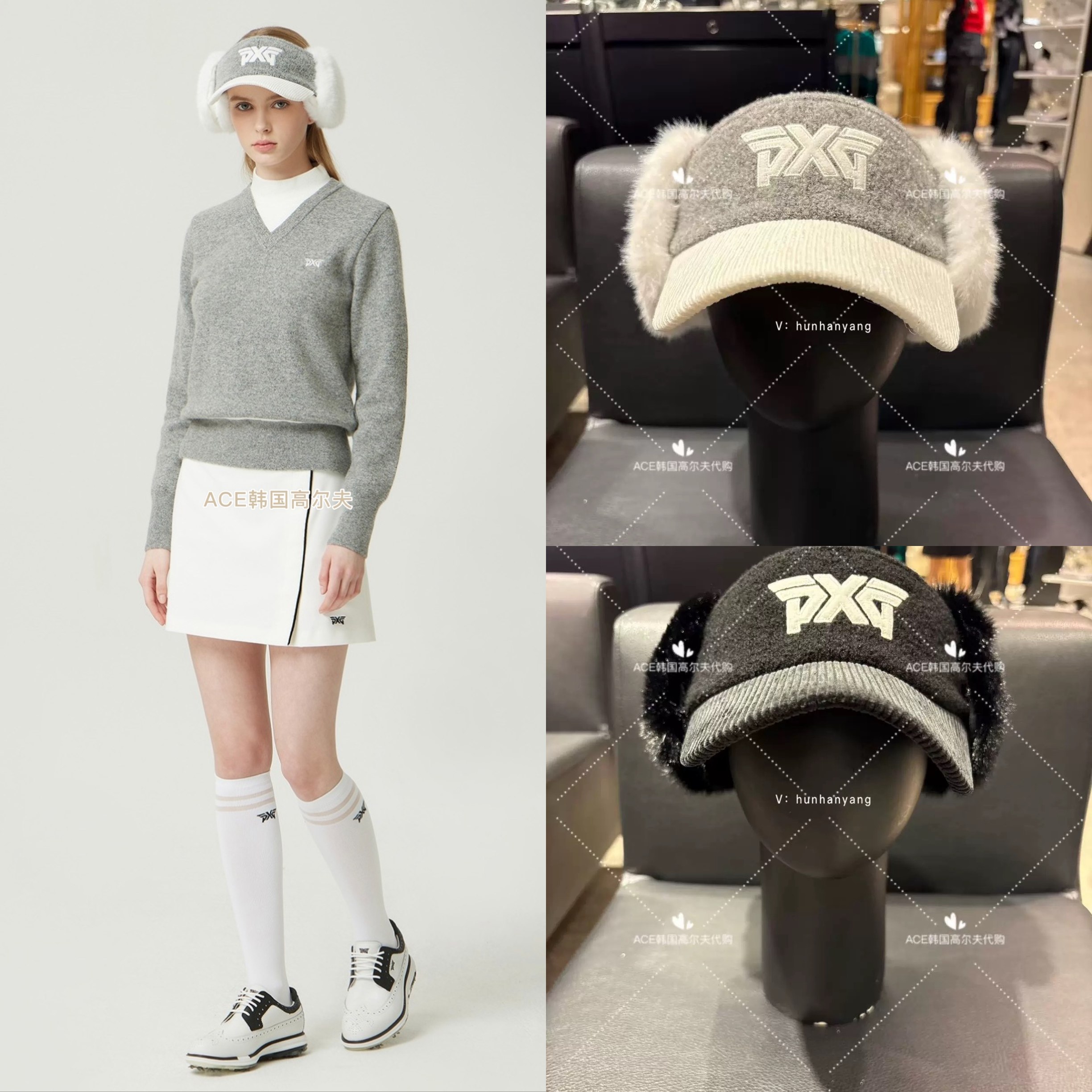 PXG高尔夫球帽女士25冬季新款百搭休闲时尚运动保暖无顶防晒帽