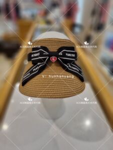 PG女士高尔夫折扣球帽24夏百搭休闲运动时尚蝴蝶结天然草防晒帽