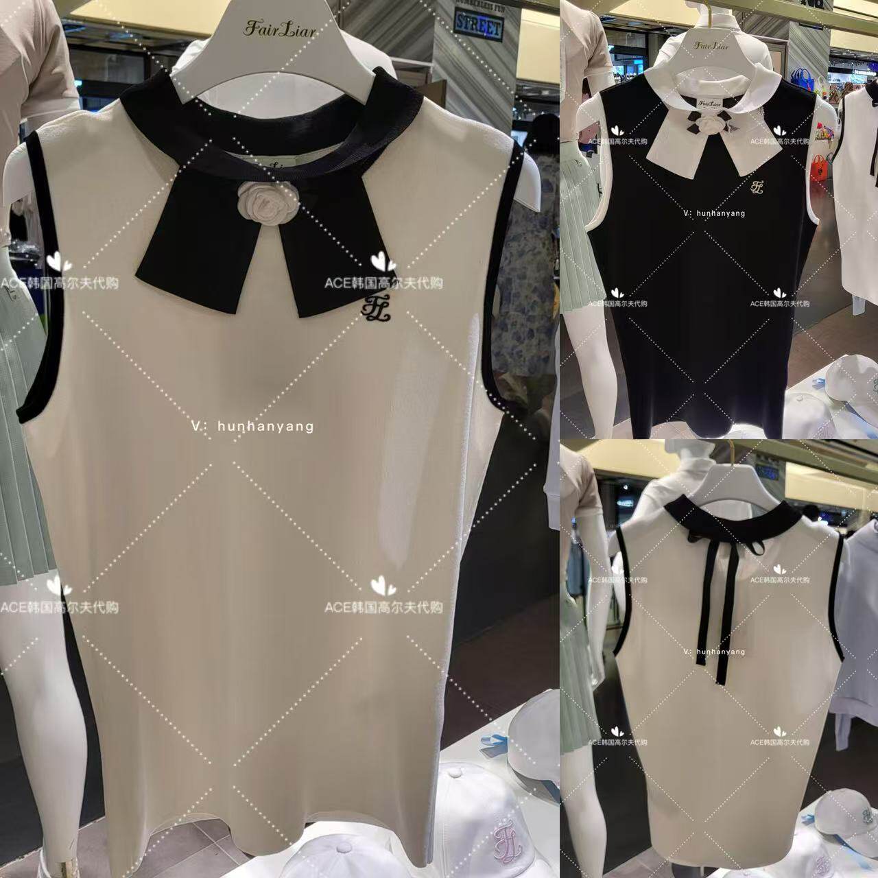 FL女士高尔夫舒适蝴蝶结无袖