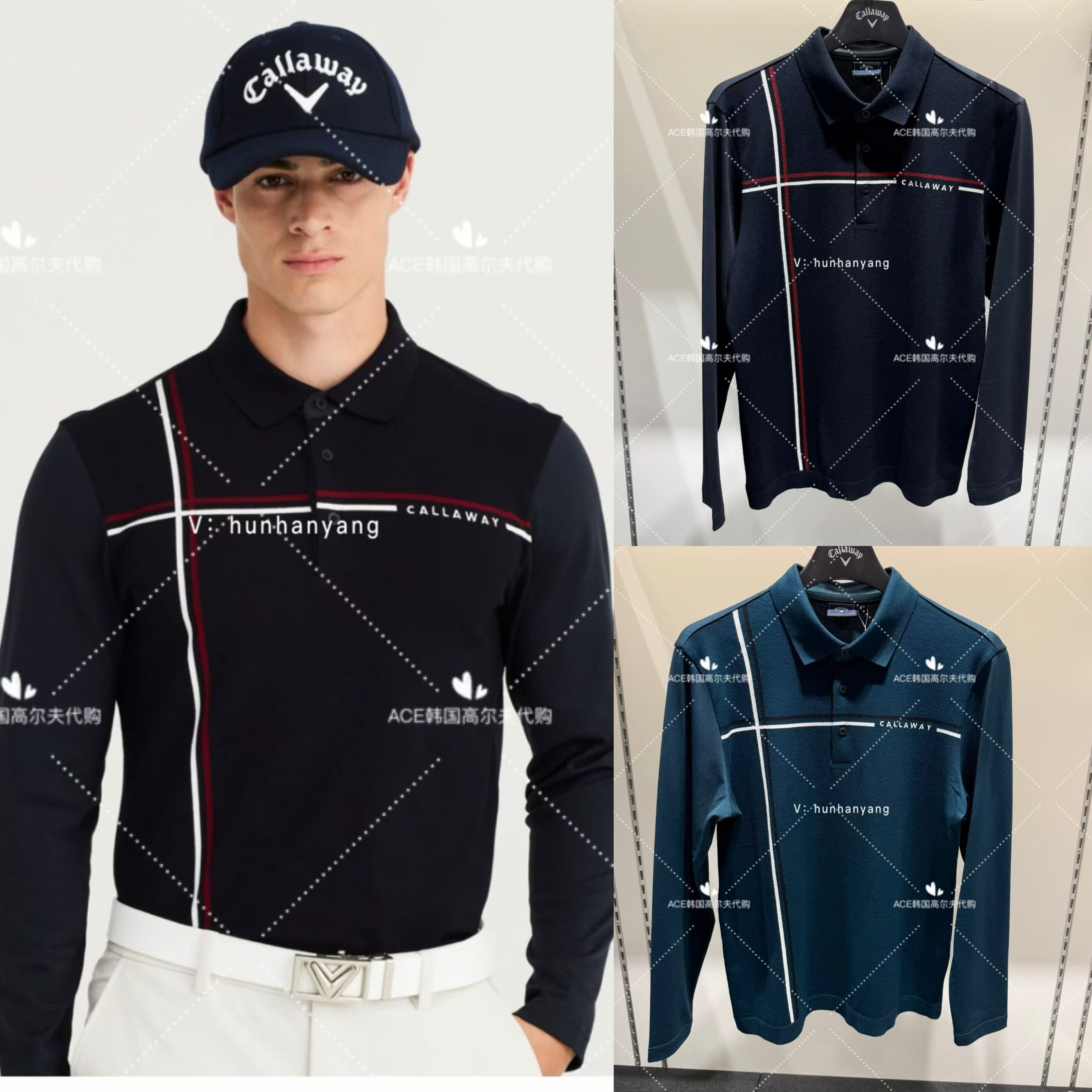 callaway卡拉威男士高尔夫长袖25秋季百搭休闲运动翻领针织长袖