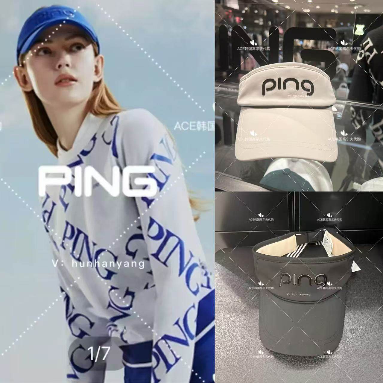 PING女士高尔夫折扣球帽25春季百搭休闲运动时尚蝴蝶结无顶防晒帽