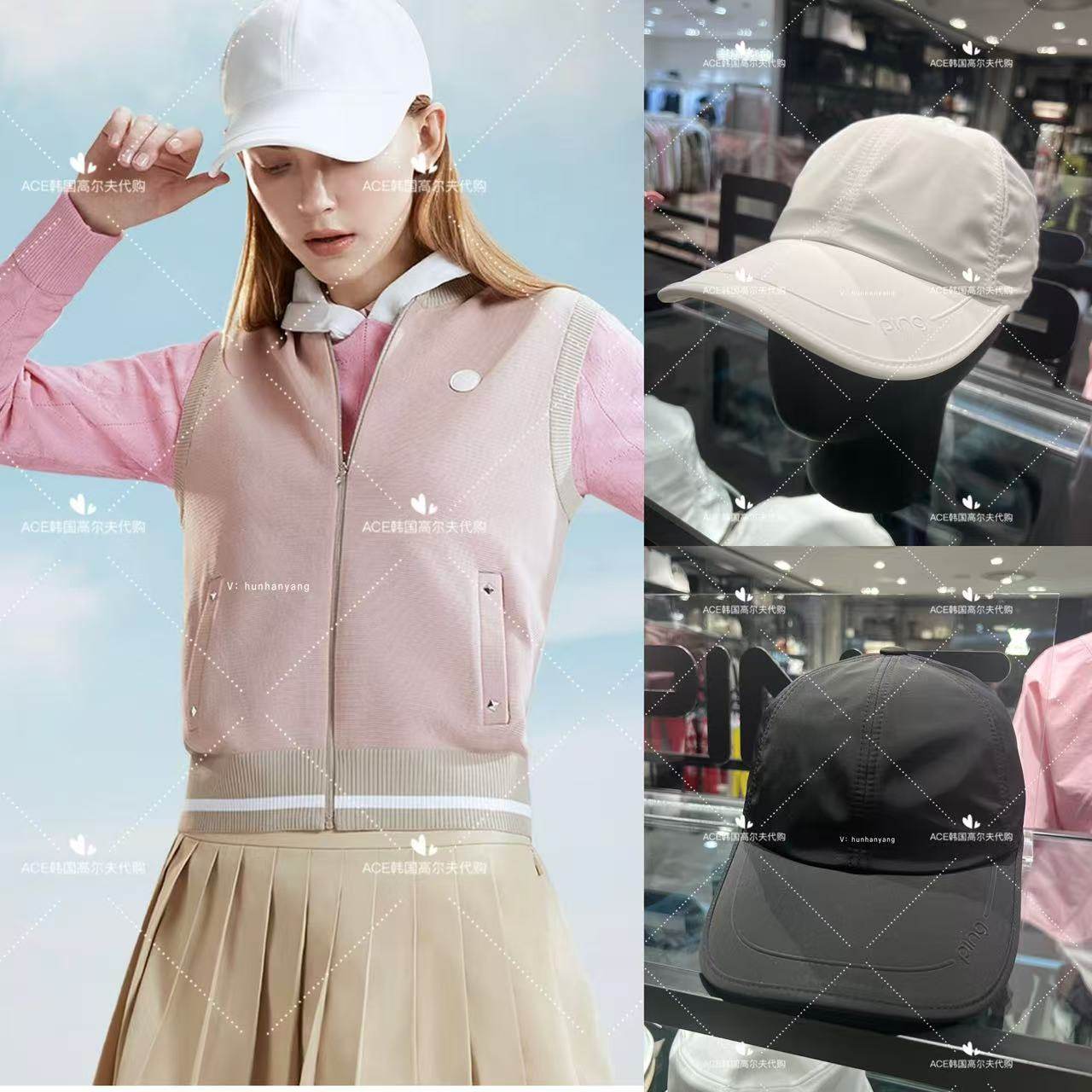 PING女士高尔夫折扣球帽25春季休闲运动时尚透气蝴蝶结防晒帽