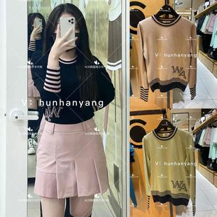 Wangle高尔夫女士2022初秋折扣百搭LOGO圆领针织长袖