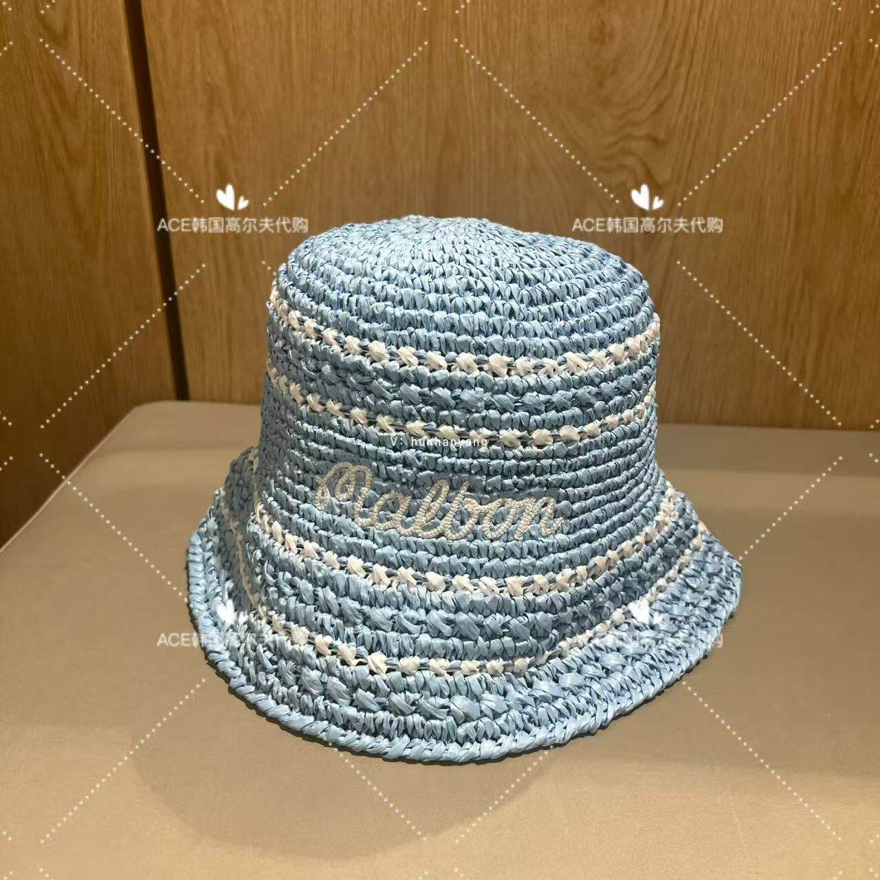 MALBON女士折扣高尔夫球帽25夏季休闲时尚运动透气天然草防晒帽