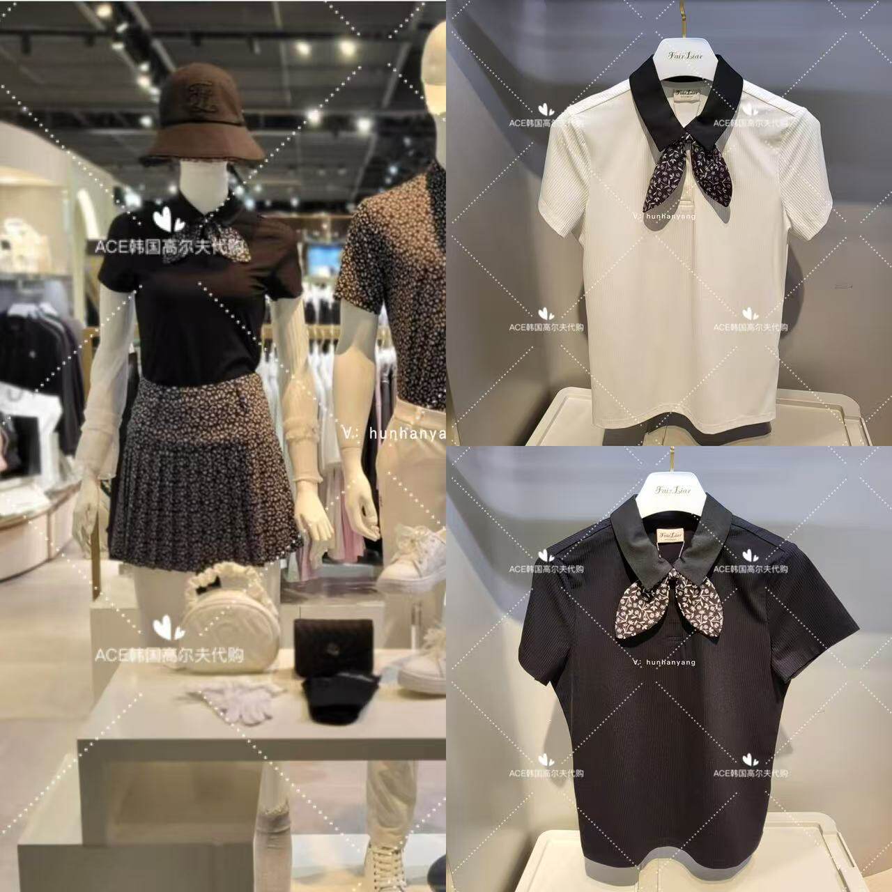 FL女士高尔夫个性丝巾翻领半袖