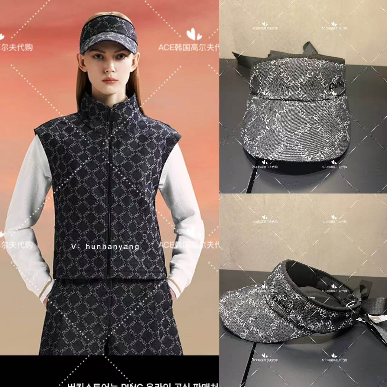 PING女士高尔夫折扣球帽25春季百搭休闲运动时尚无顶蝴蝶结防晒帽