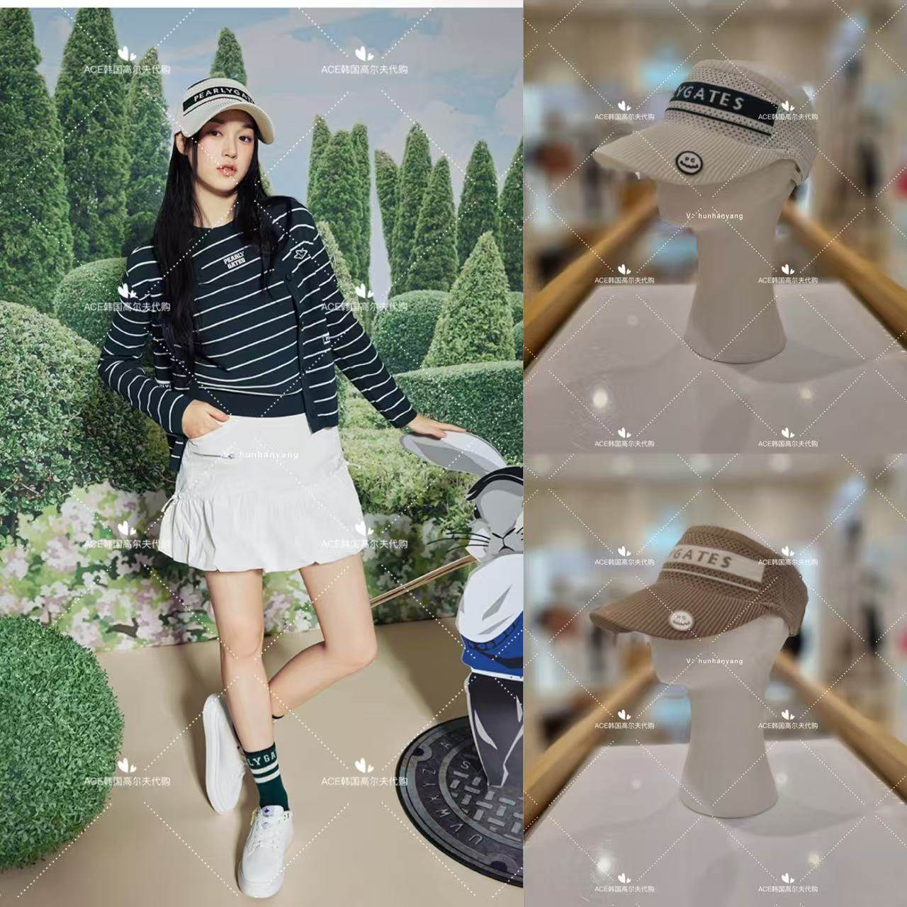 PG女士高尔夫折扣球帽25夏季百搭休闲时尚运动透气无顶空顶防晒帽