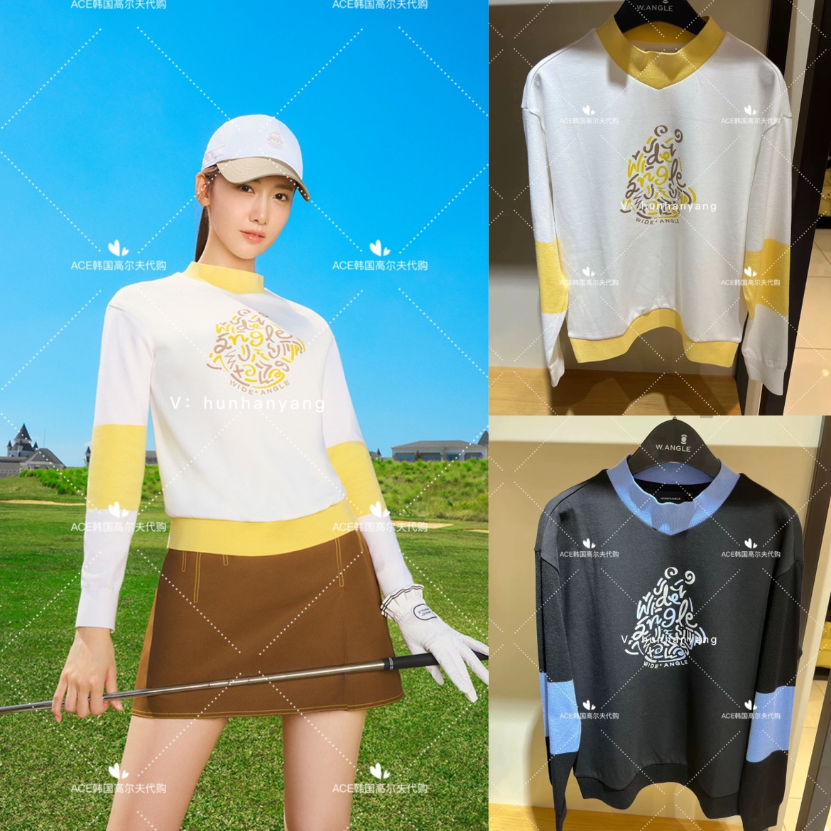 Wangle女士高尔夫服装长袖