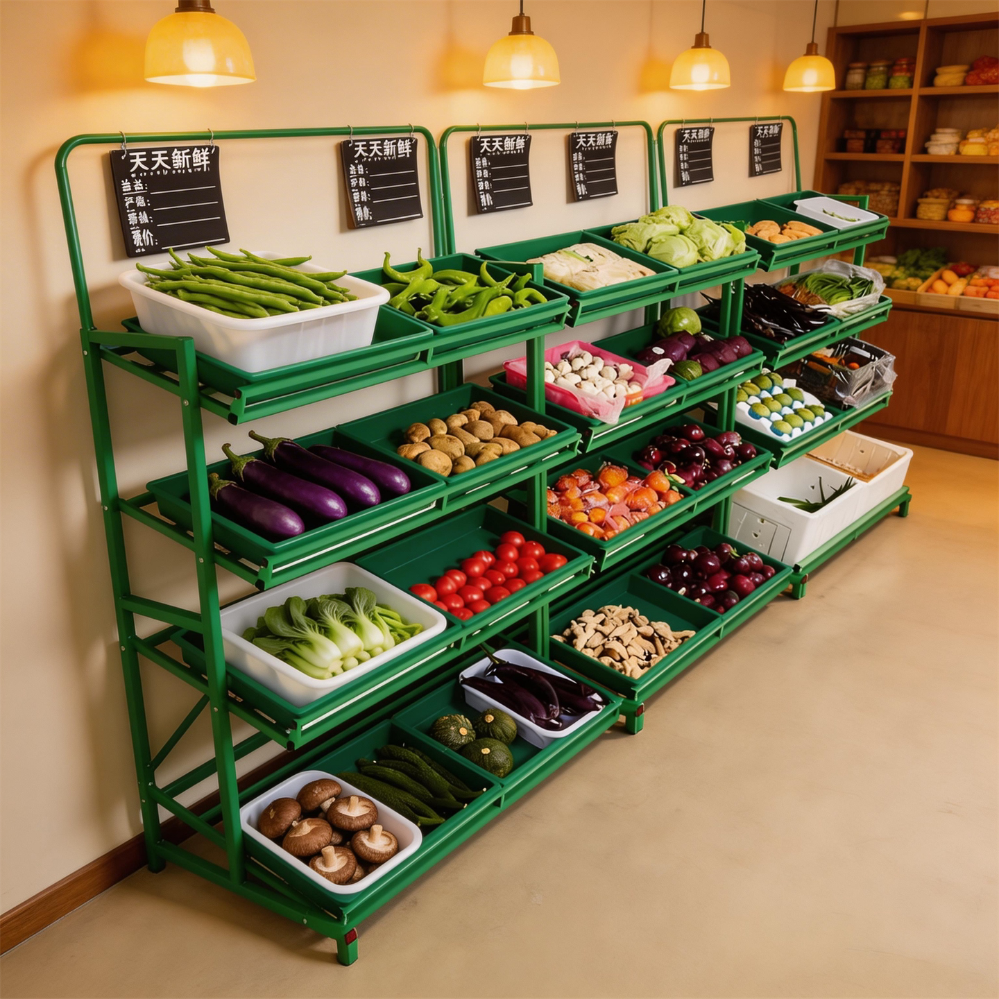 水果货架展示架干果展示架子绿色超市多功能多层架生鲜水果店简易