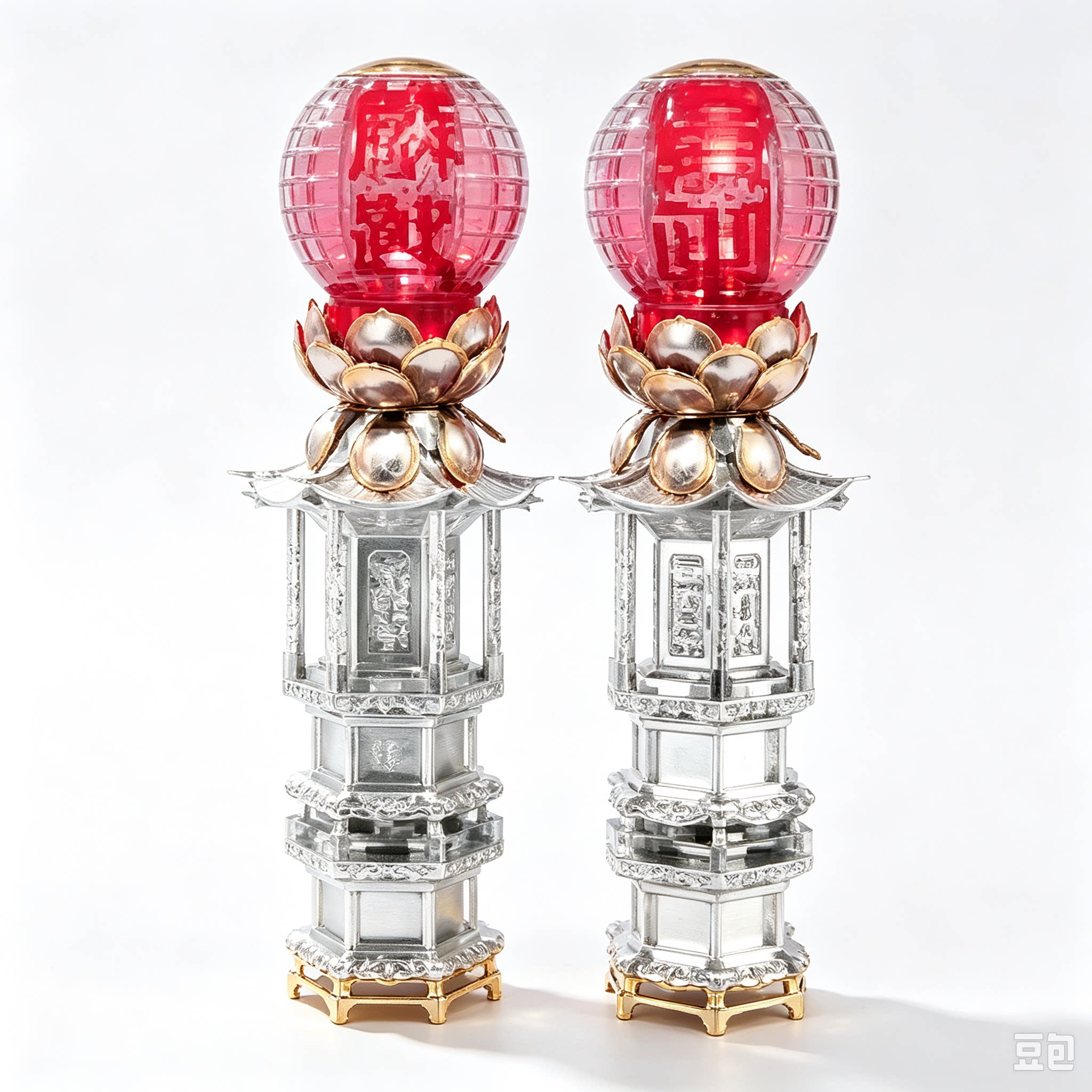 莲花供太子灯长明灯多层楼阁造型神台灯家用佛堂复古雕花供佛摆件