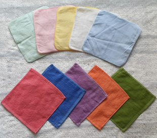 20x20cm外贸素色纯白彩色新疆长绒棉纯棉全棉幼儿园小方巾方毛巾