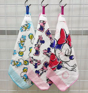 25x26cm男女孩卡通纯棉柔软纱布儿童幼儿园挂巾可挂擦手小毛巾