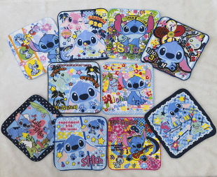 20x20cm星际史迪奇史蒂宝贝纯棉儿童成人擦汗嘴手帕毛巾小方巾