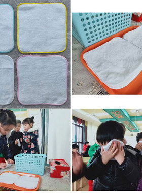 14cm 15cm 白色纯色新疆长绒棉纯棉全棉儿童幼儿园小方巾擦嘴毛巾