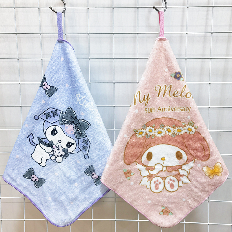 30x30cm美乐兔库洛米粉柔软外贸卡通纯棉全棉儿童成人挂巾小毛巾