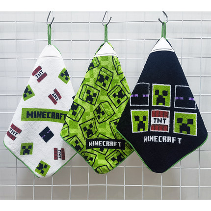 27x27cm我的世界日单卡通纯棉柔软男生儿童成人擦手洗脸毛巾挂巾
