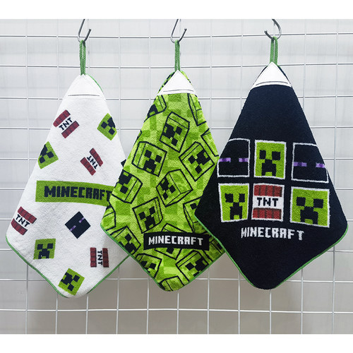 27x27cm我的世界日单卡通纯棉柔软男生儿童成人擦手洗脸毛巾挂巾