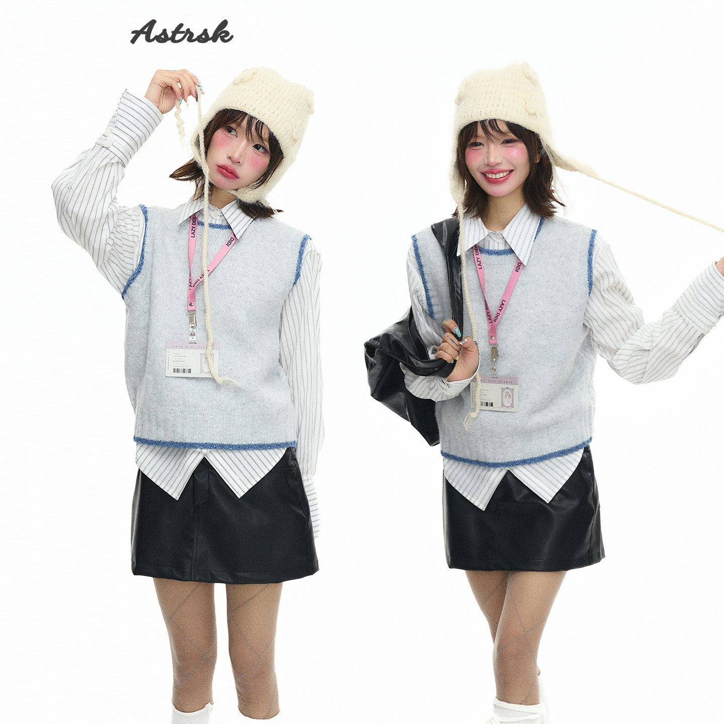 ASTRSK韩系学院风浅花灰针织背心女冬叠穿内搭衬衫漂亮小马甲毛衣,女装/女士精品,毛衣,淘宝优惠券,粉丝福利购,淘宝优惠卷