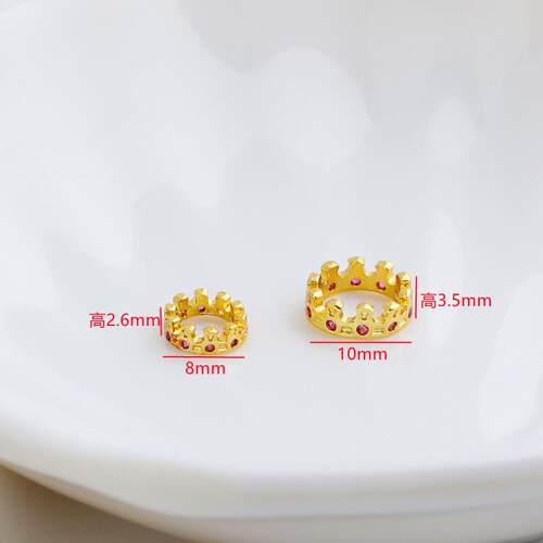 18K包金镶红锆石皇冠卡环花环