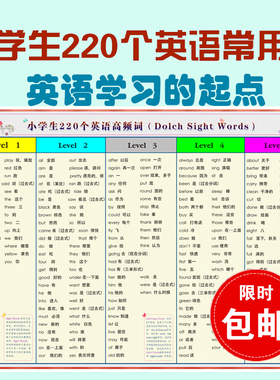 小学英语220个高频词挂图Dolch Sight Words小学英语常用单词