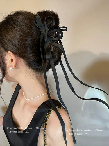 法式芭蕾风蝴蝶结飘带抓夹后脑勺气质高级优雅鲨鱼夹ins网红发夹