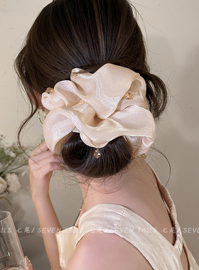 氛围感网纱水钻大肠发圈女2026新款高级感头花气质丸子头发绳发饰