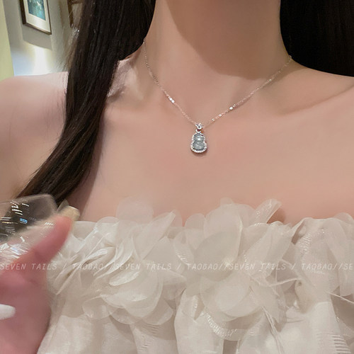 冰透葫芦吊坠项链女轻奢小众颈链新中式国风锁骨链个性气质配饰潮