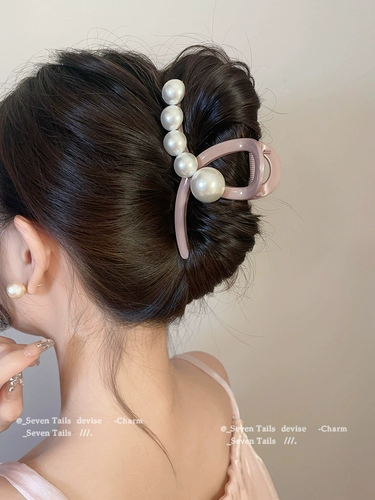 Брендовая заколка-крабик из жемчуга, большая заколка для волос, универсальная акула, простой и элегантный дизайн, коллекция 2023