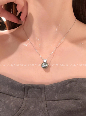 公主风温柔灰珍珠闪钻项链