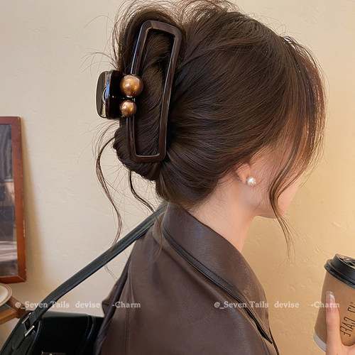 简约珍珠方形抓夹新款发饰