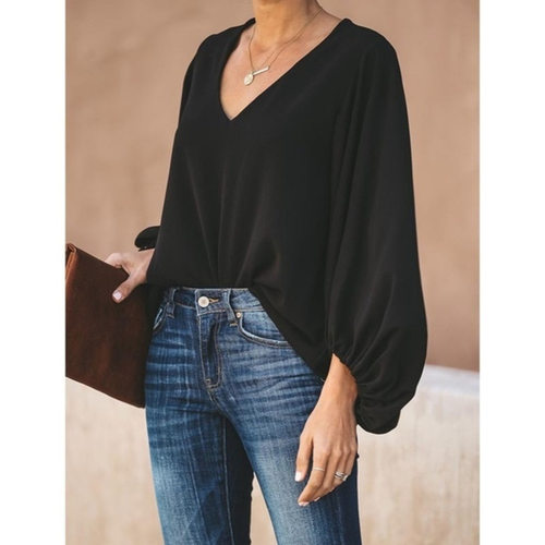 LanternSleeveVneckSolidCo