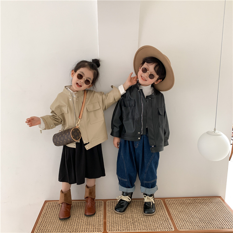 儿童皮衣2025春秋季韩版男女宝宝机车服PU皮夹克外套潮范时尚帅气