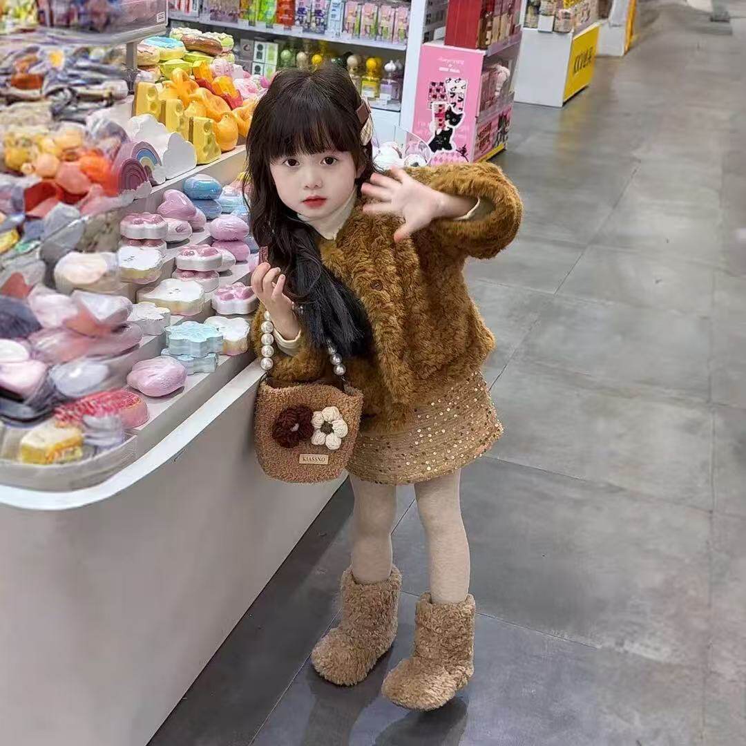 女童仿皮草毛毛衣冬装韩版儿童小香风亮片半身裙套装宝宝加绒外套,童装/婴儿装/亲子装,棉袄/棉服,淘宝优惠券,粉丝福利购,淘宝优惠卷
