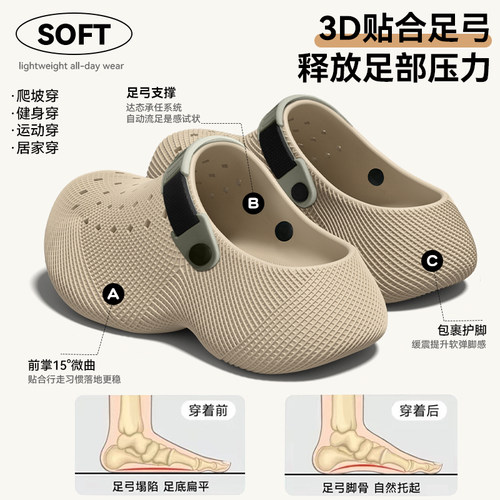 足弓支撑洞洞鞋男款2026新款
