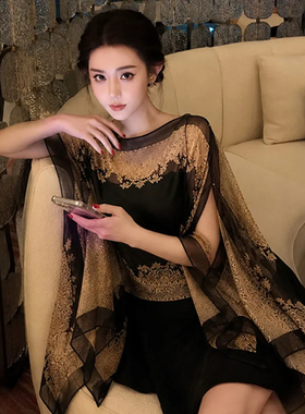 黑色披肩女2026年夏季防晒雪纺印花薄款丝巾高级感老钱风沙滩遮阳