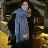韩版 纯色高级感马海毛围巾秋冬加厚保暖学生围脖2024新款 冬季 女潮