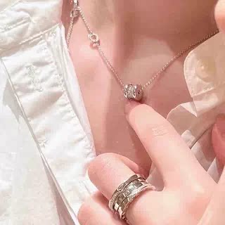 明星款18K玫瑰金Au750满钻大小蛮腰项链女陶瓷镶钻黄金彩金吊坠