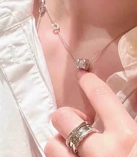 明星款18K玫瑰金满钻蛮腰项链