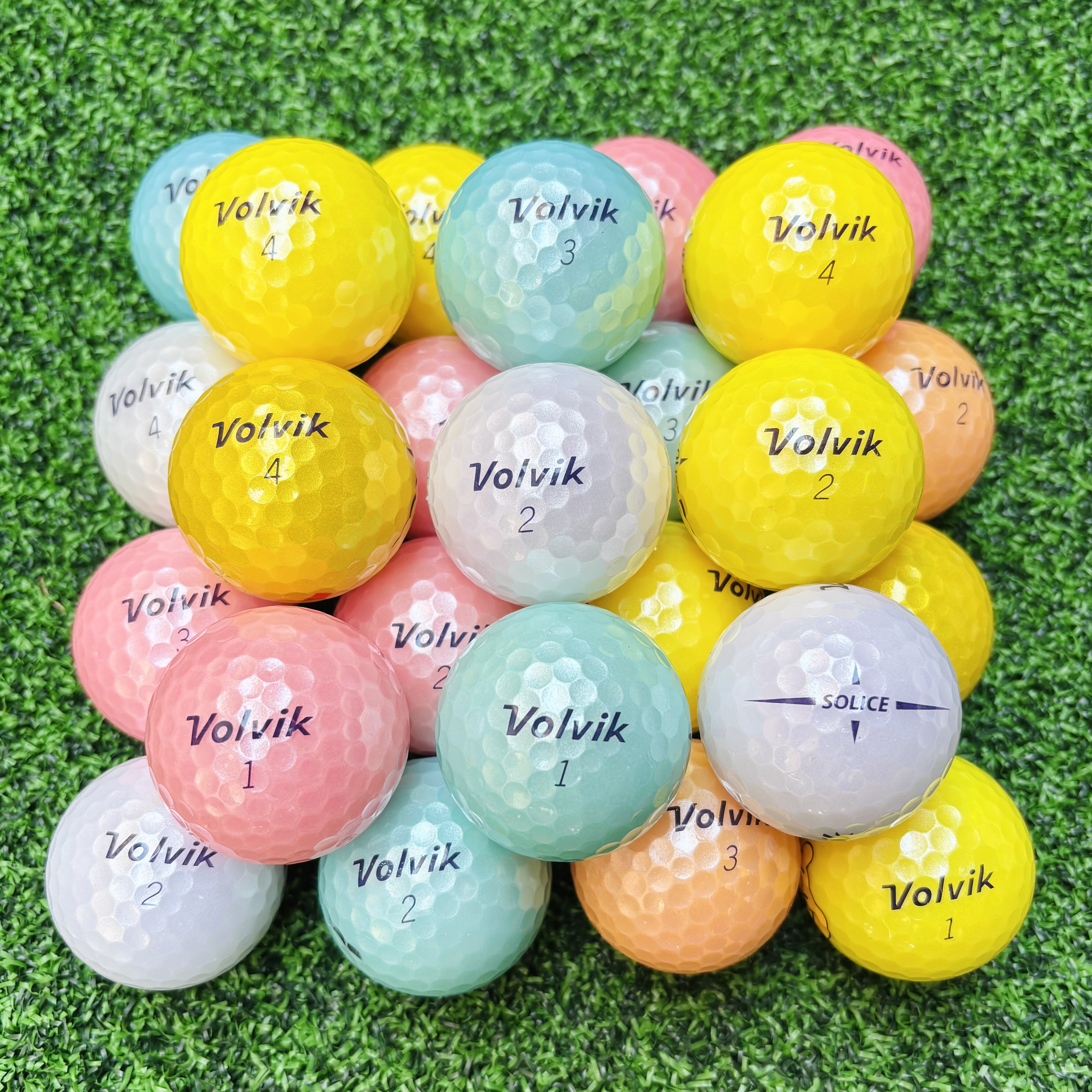 Volvik高尔夫球彩色珠光球双色彩球三层球高尔夫球优质下场二手球