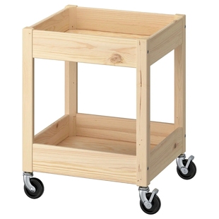 宜家代购劳胡特手推车松木推车厨房置物架小推车客厅带轮储物架