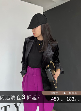 【清仓】修身复古外套女设计感小众西服金丝绒气质高级感吸烟西装