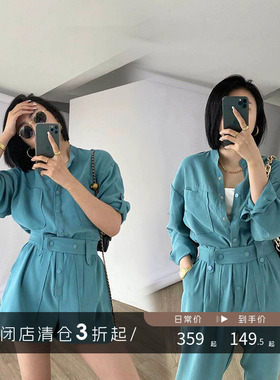 【清仓】升级版工装连体裤宽松系带收腰9分裤/短裤女不挑人显腿长