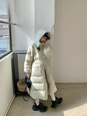 白鸭绒羽绒服女2025冬季新款时尚90高级感长款过膝中长款外套加厚