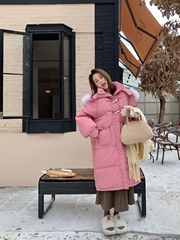 中长款羽绒服女冬季新款时尚宽松小个子大毛领连帽白鸭绒外套加厚