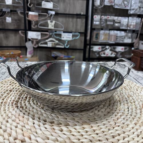 庆展方柄10寸加厚不锈钢干锅双耳火锅海鲜泡面锅拉面锅不粘锅户外
