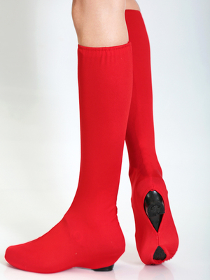 成人舞蹈鞋套蒙古藏族靴套民族女兵军装舞台袜套表演出服长筒红色